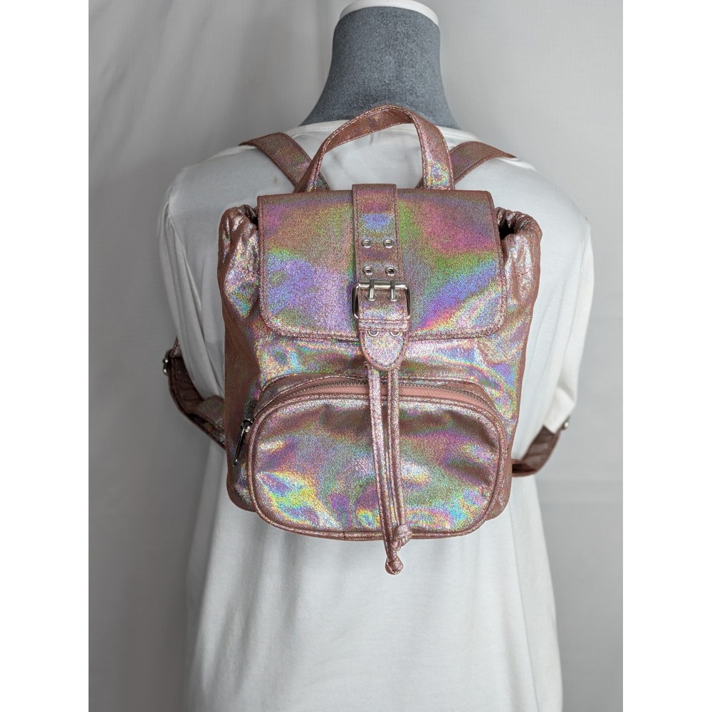 Wild Fable Mini Backpack Rose Gold Holographic Iridescent Y2K Buckle Purse